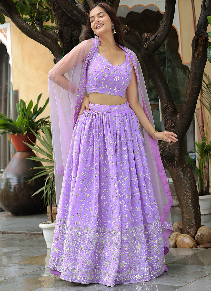 Lavender Heavy Lehenga Choli Set for Festival