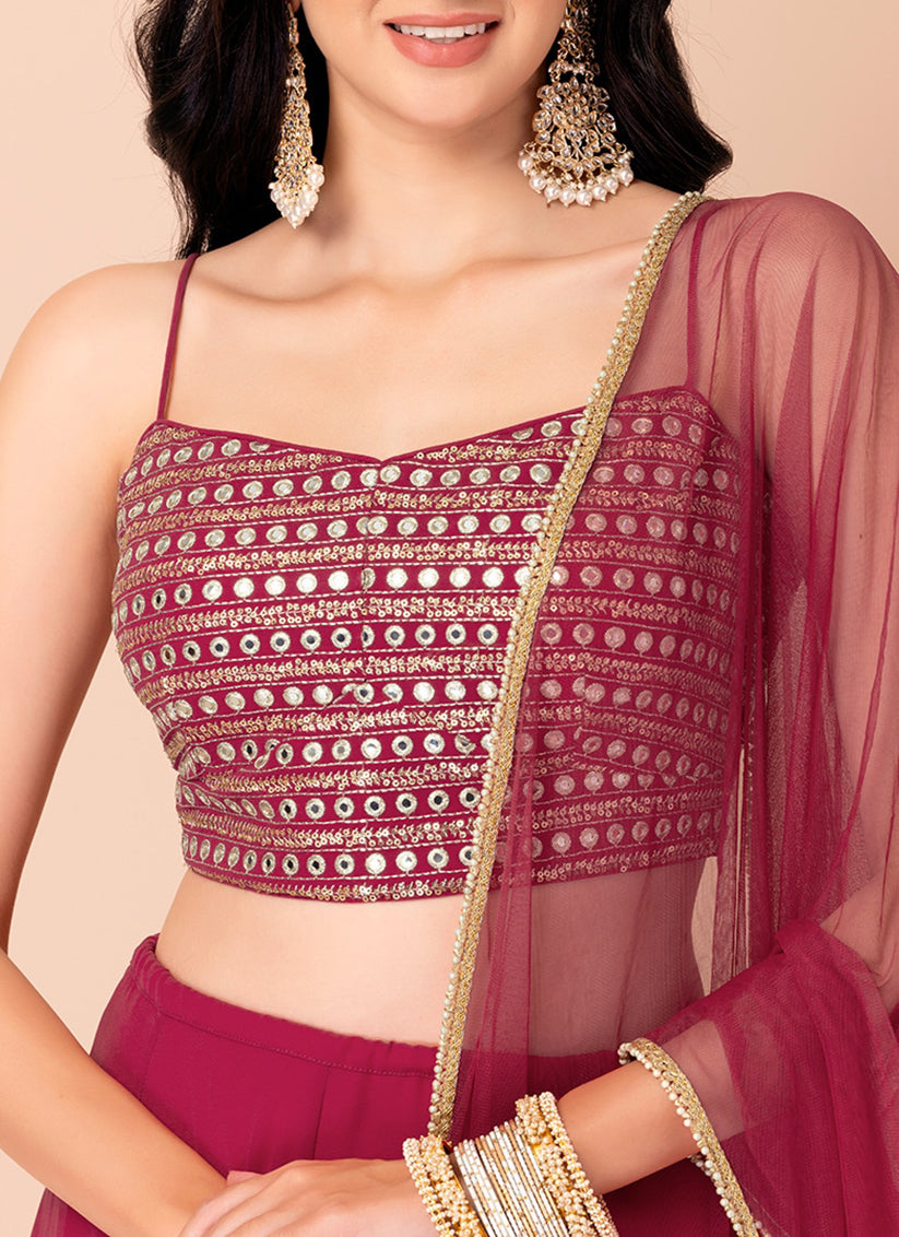 Magenta Georgette  Sequins Work  Lehenga Choli