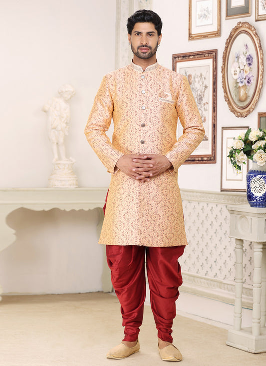 Cream Banarasi Jacquard Indo Western