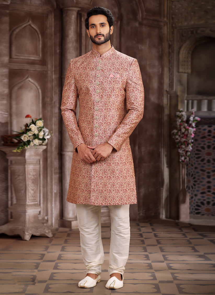 Multicolor Art Silk Printed Sherwani