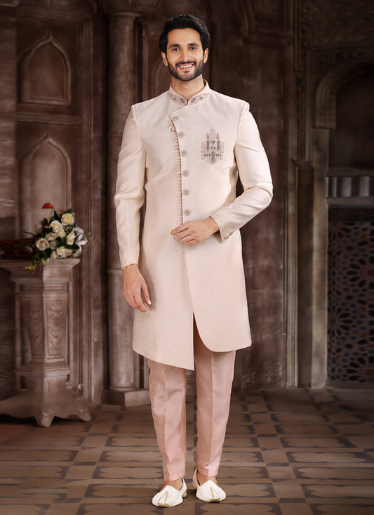 Blush Art Silk Men Sherwani