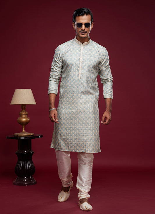 Sky Blue Art Silk Digital Printed Kurta Set