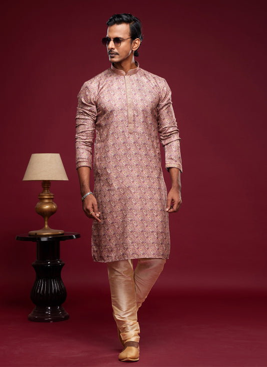 Mauve Art Silk Digital Printed Kurta Set