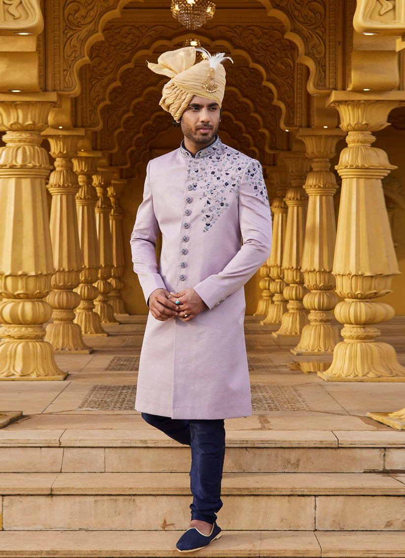 Purple Wedding Wear Sherwani