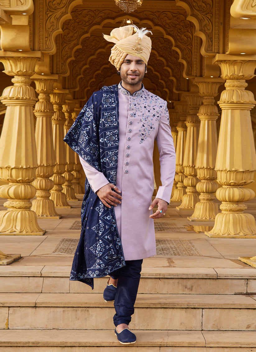 Purple Wedding Wear Sherwani