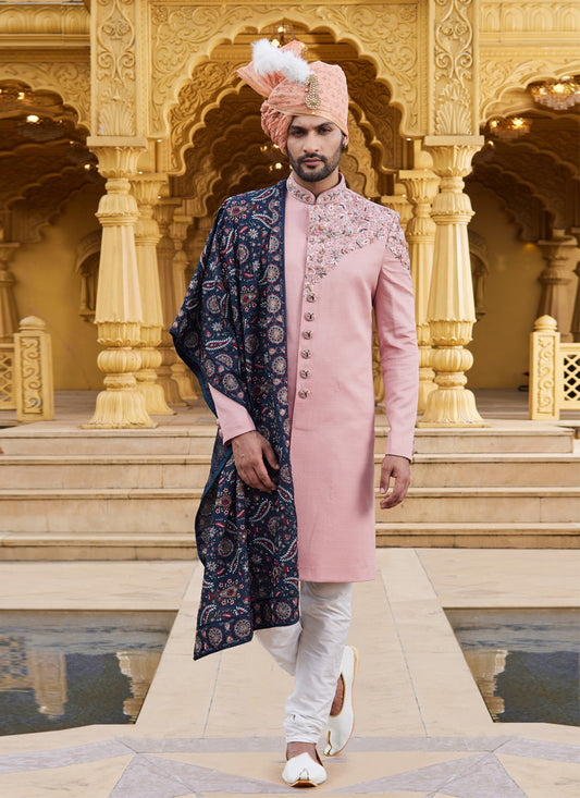 Pink Wedding Wear Sherwani