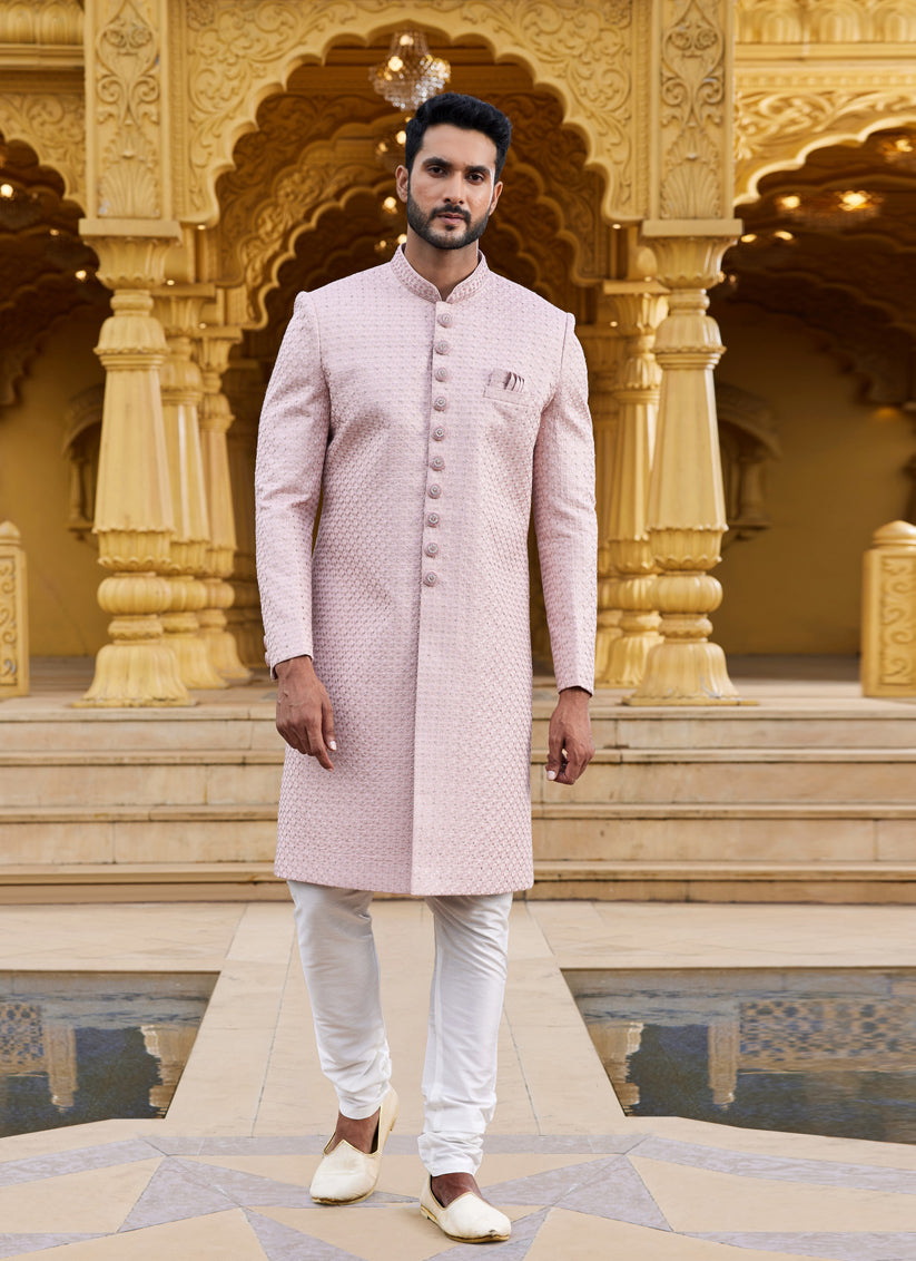 Blush Pink Wedding Wear Sherwani