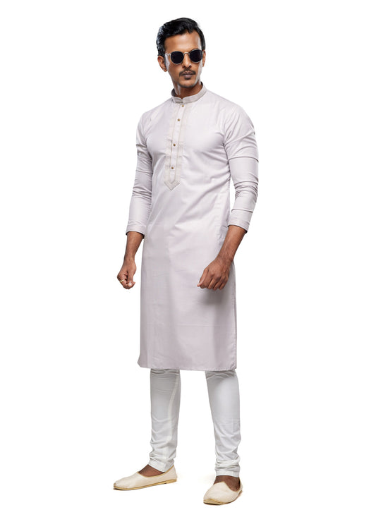 Grey Festival Wear Kurta Pyjama Set