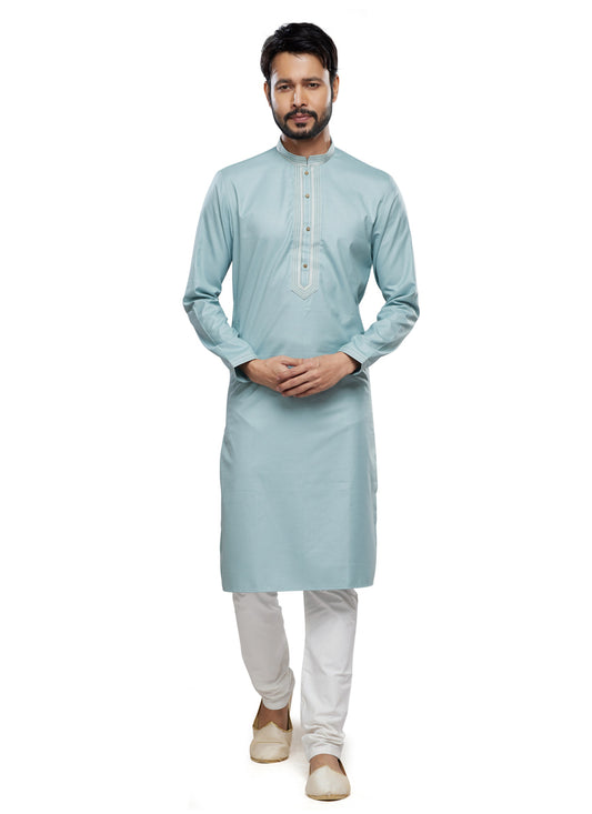 Sky Grey Festival Wear Kurta Pyjama Set