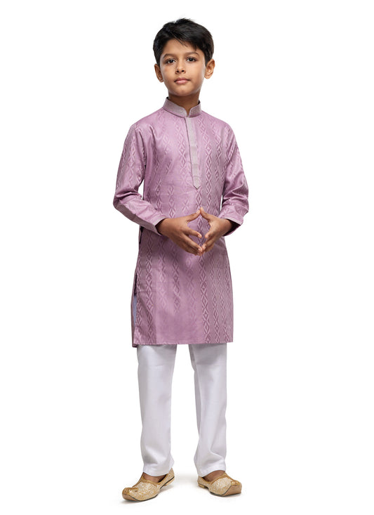 Onion Pink Boys Kurta Pyjama Set