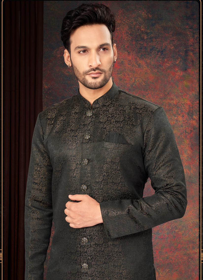 Black Mens Designer Indo Western