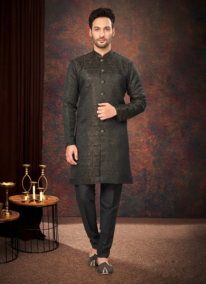 Black Mens Designer Indo Western