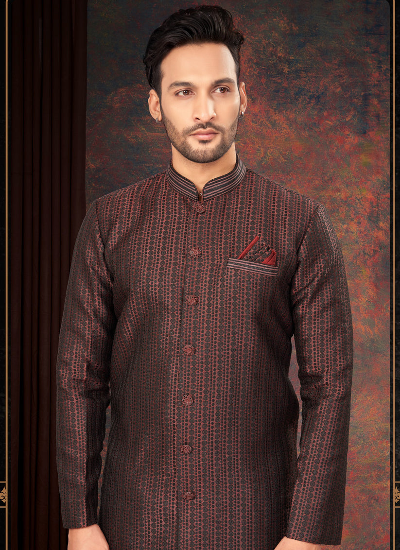 Maroon Mens Designer Indo Western