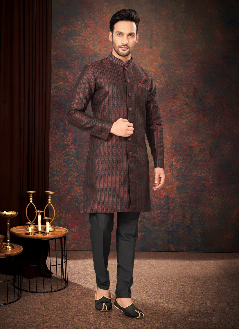 Maroon Mens Designer Indo Western