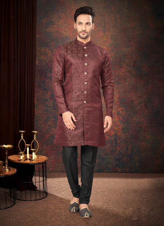 Maroon Mens Designer Indo Western