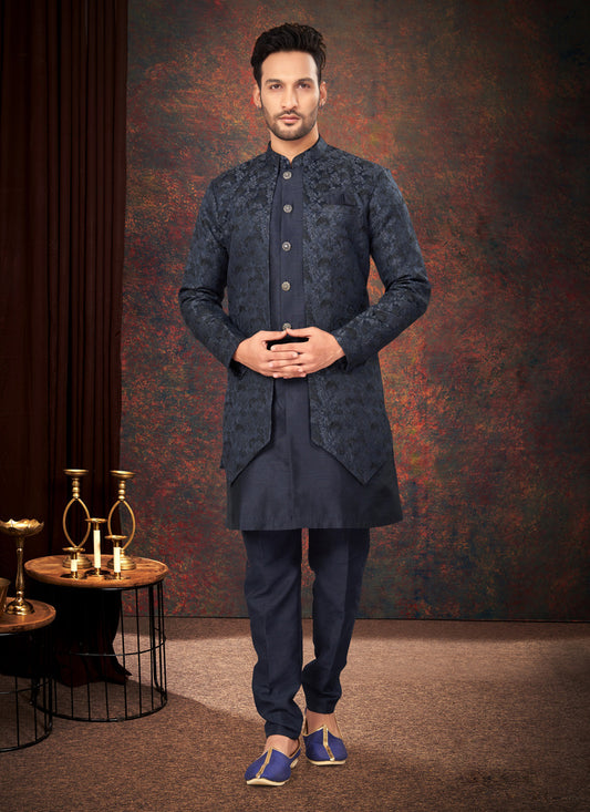 Navy Blue Mens Designer Indo Western