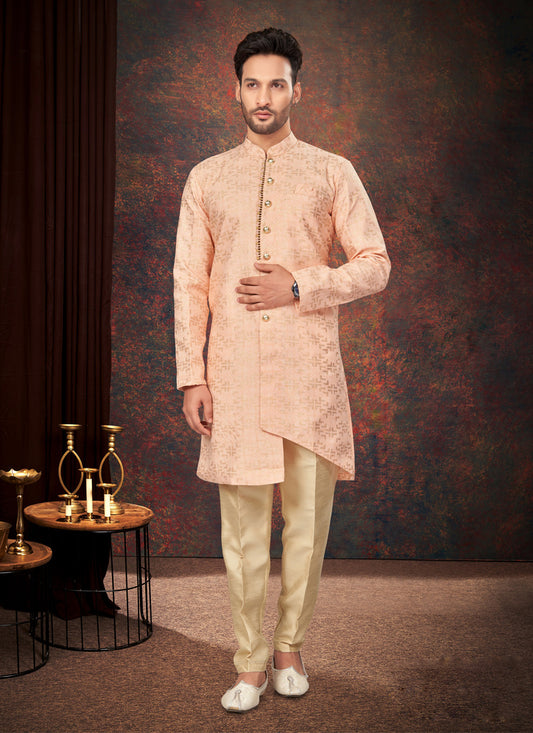 Peach Mens Designer Indo Western