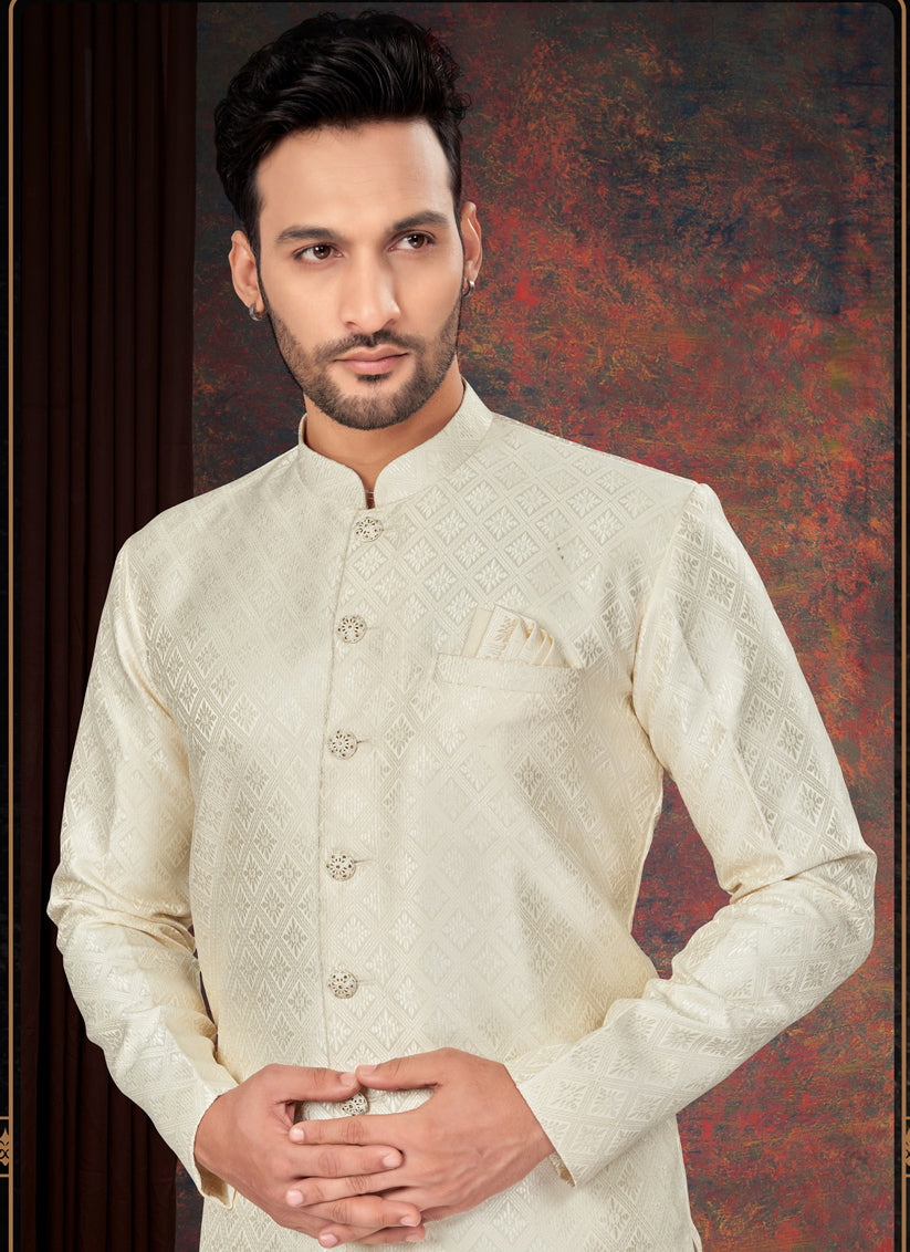 Cream Mens Designer Indo Western