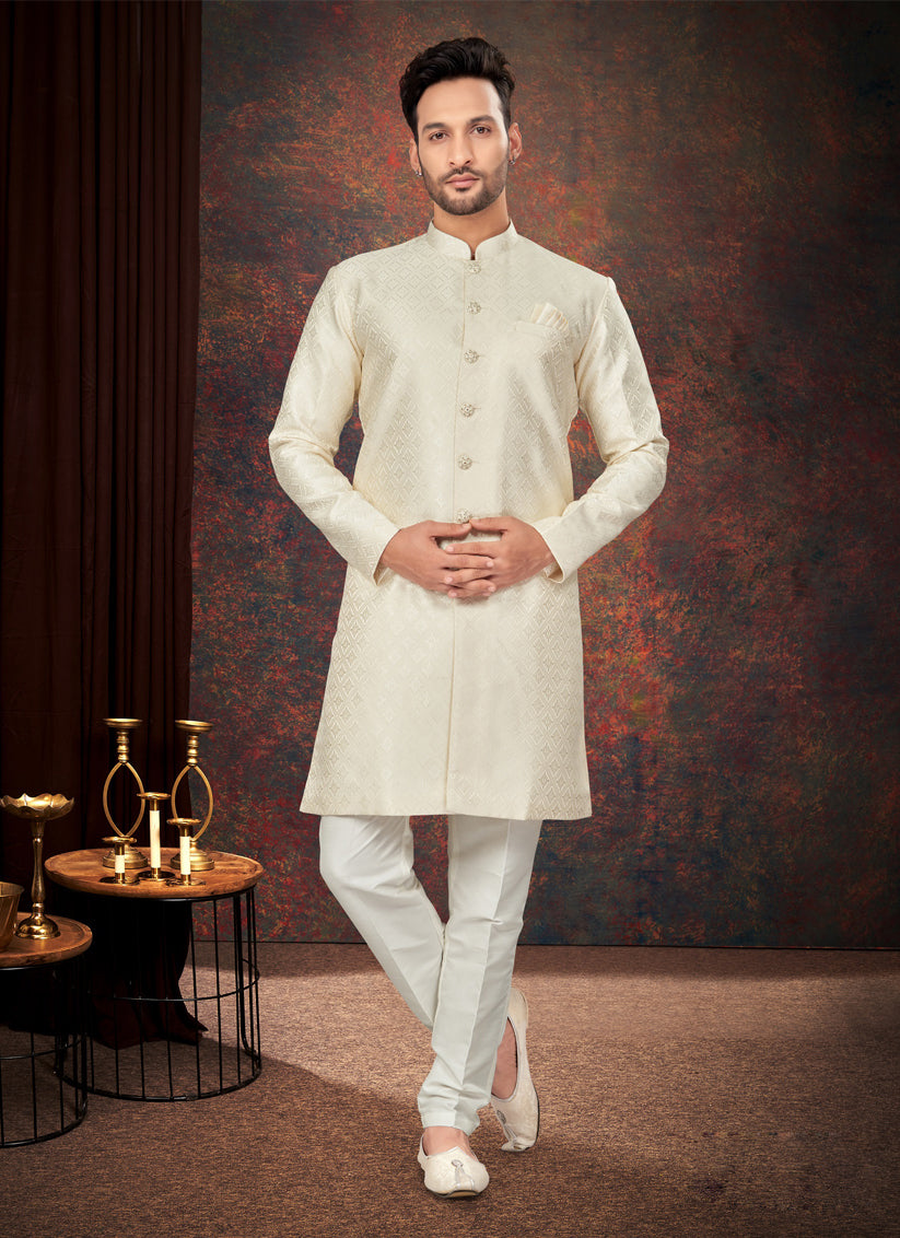 Cream Mens Designer Indo Western