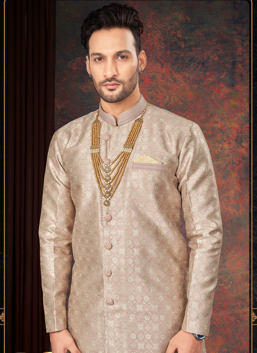 Peach Mens Designer Indo Western