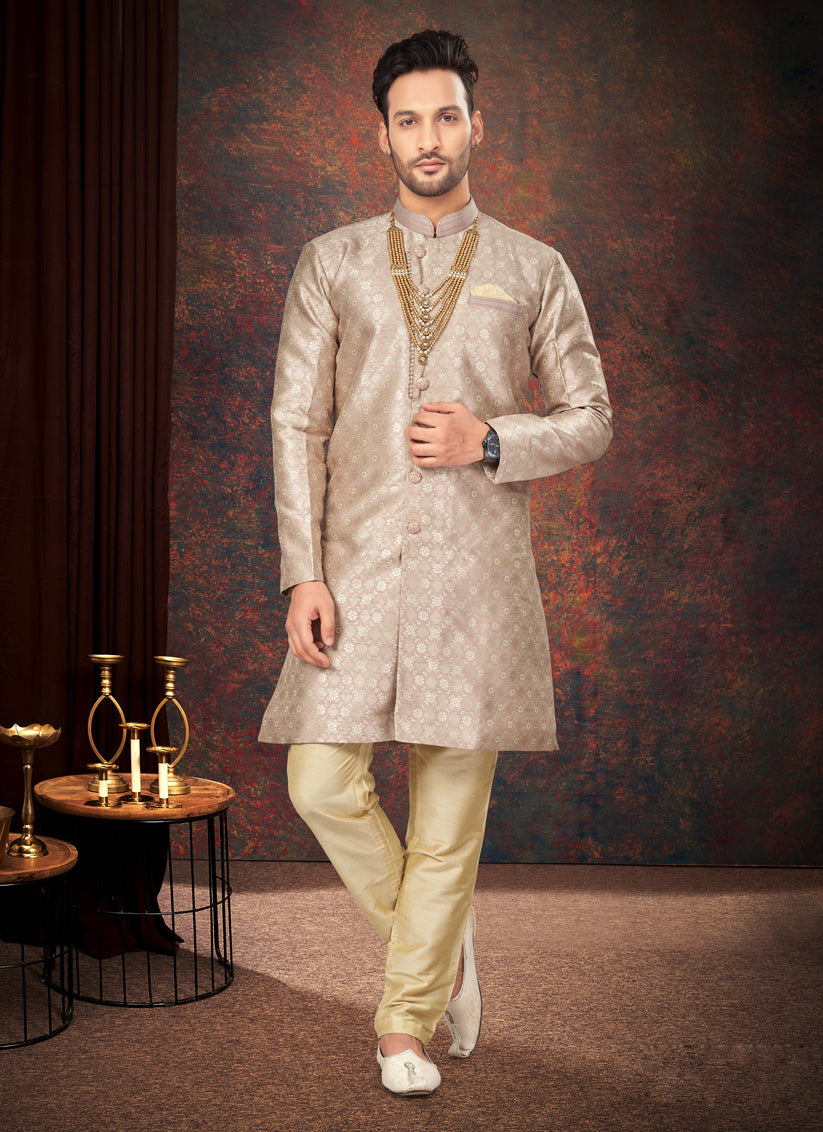 Peach Mens Designer Indo Western