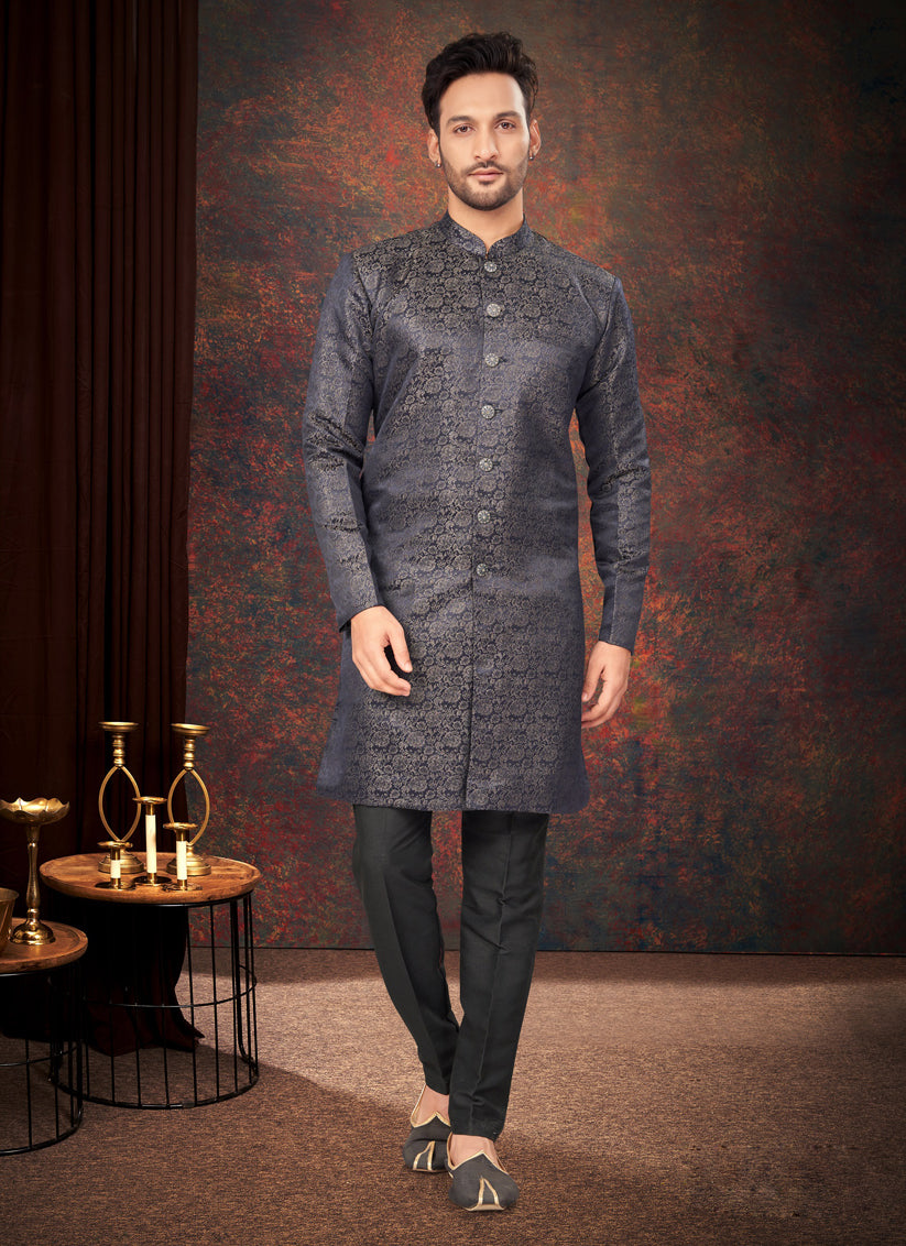 Navy Blue Mens Designer Indo Western