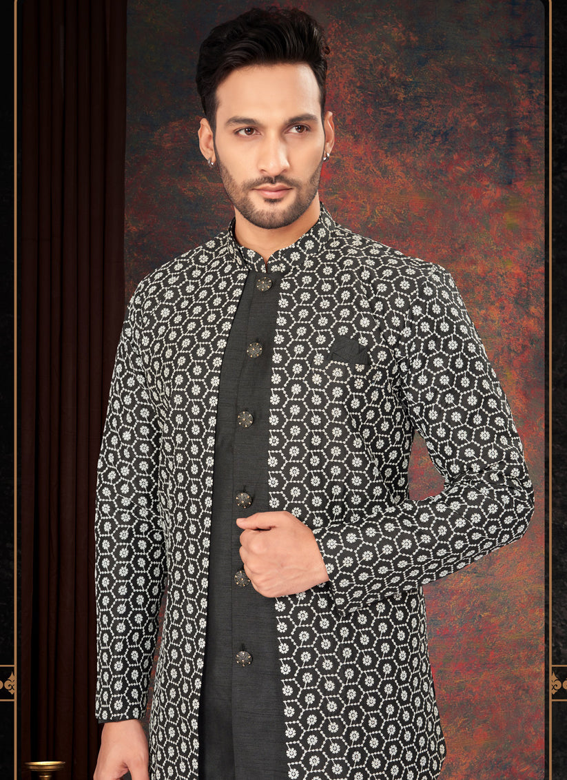 Black Mens Designer Indo Western