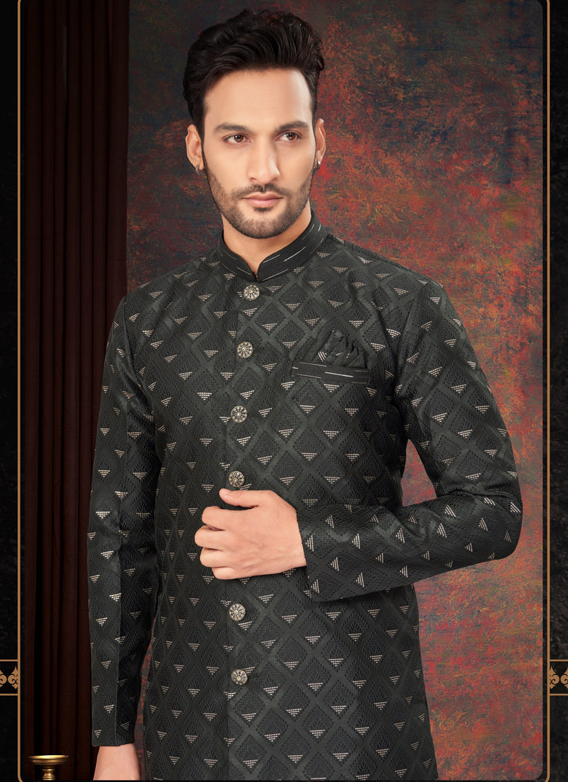 Black Mens Designer Indo Western