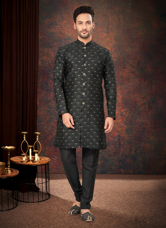 Black Mens Designer Indo Western