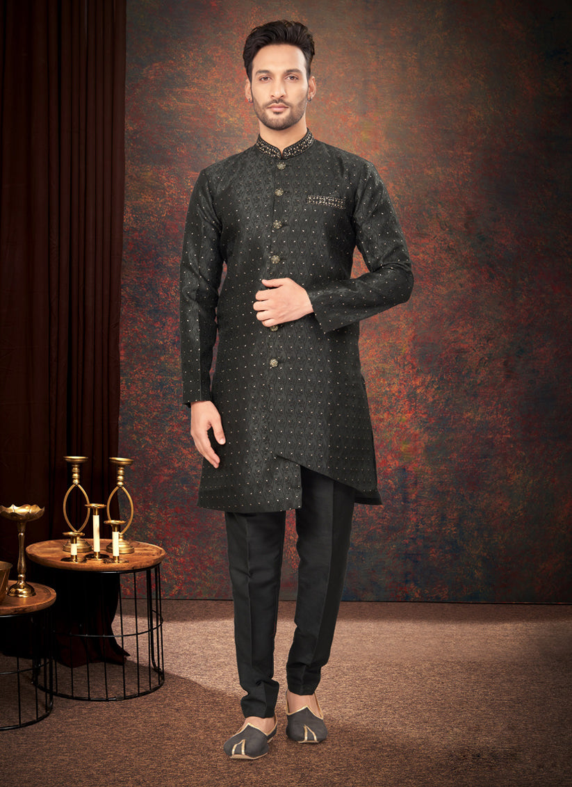 Black Mens Designer Indo Western