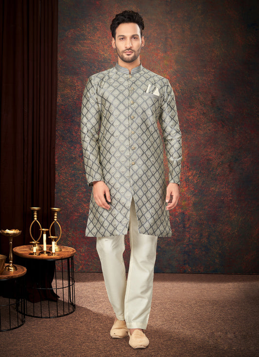 Grey Mens Designer Indo Western