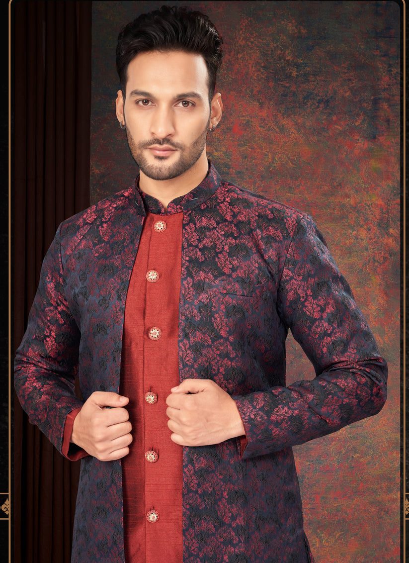 Maroon Mens Designer Indo Western