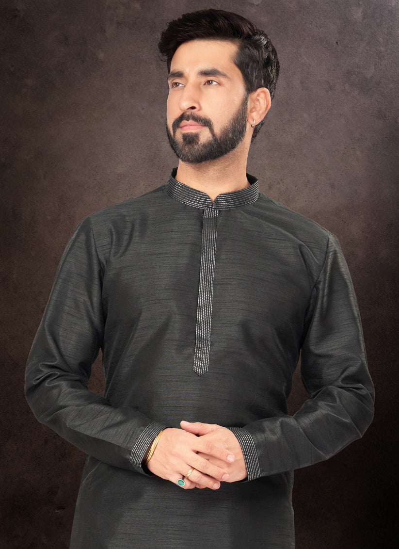 Black Mens Kurta Pajama Set