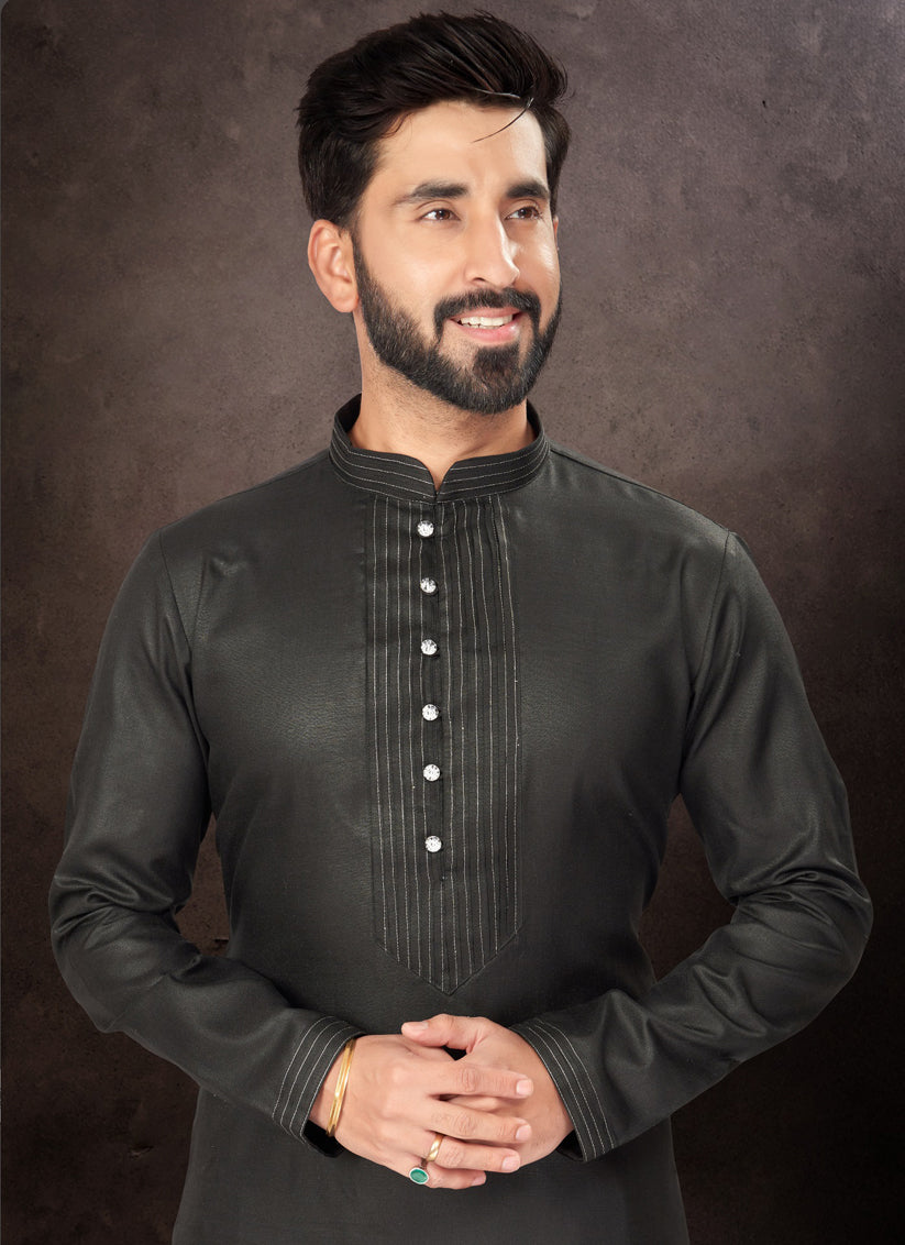 Black Mens Kurta Pajama Set