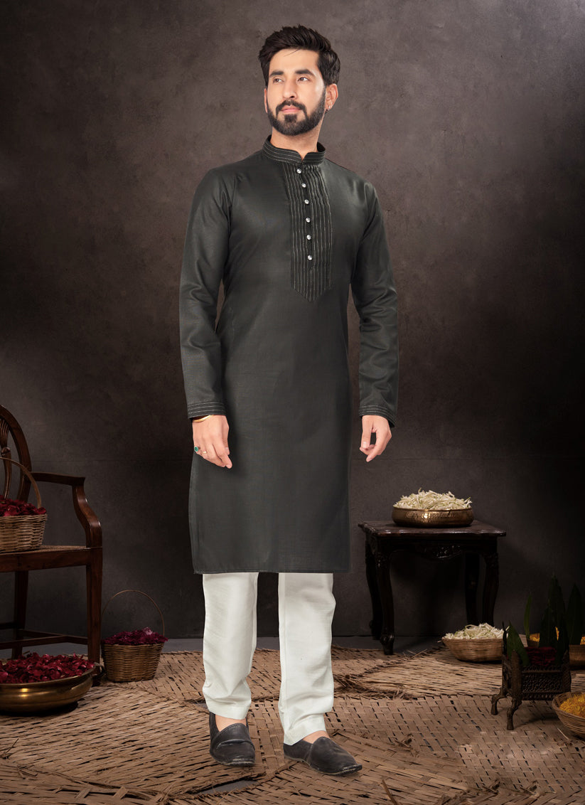 Black Mens Kurta Pajama Set