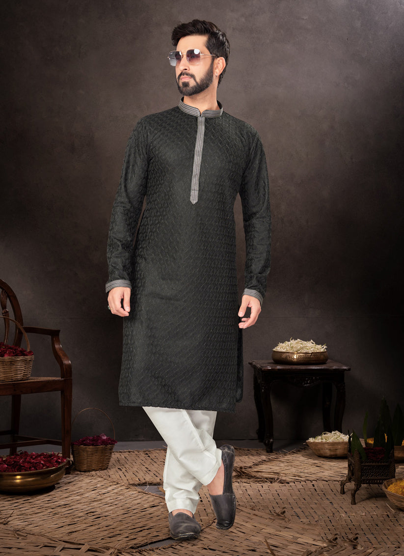 Black Mens Kurta Pajama Set