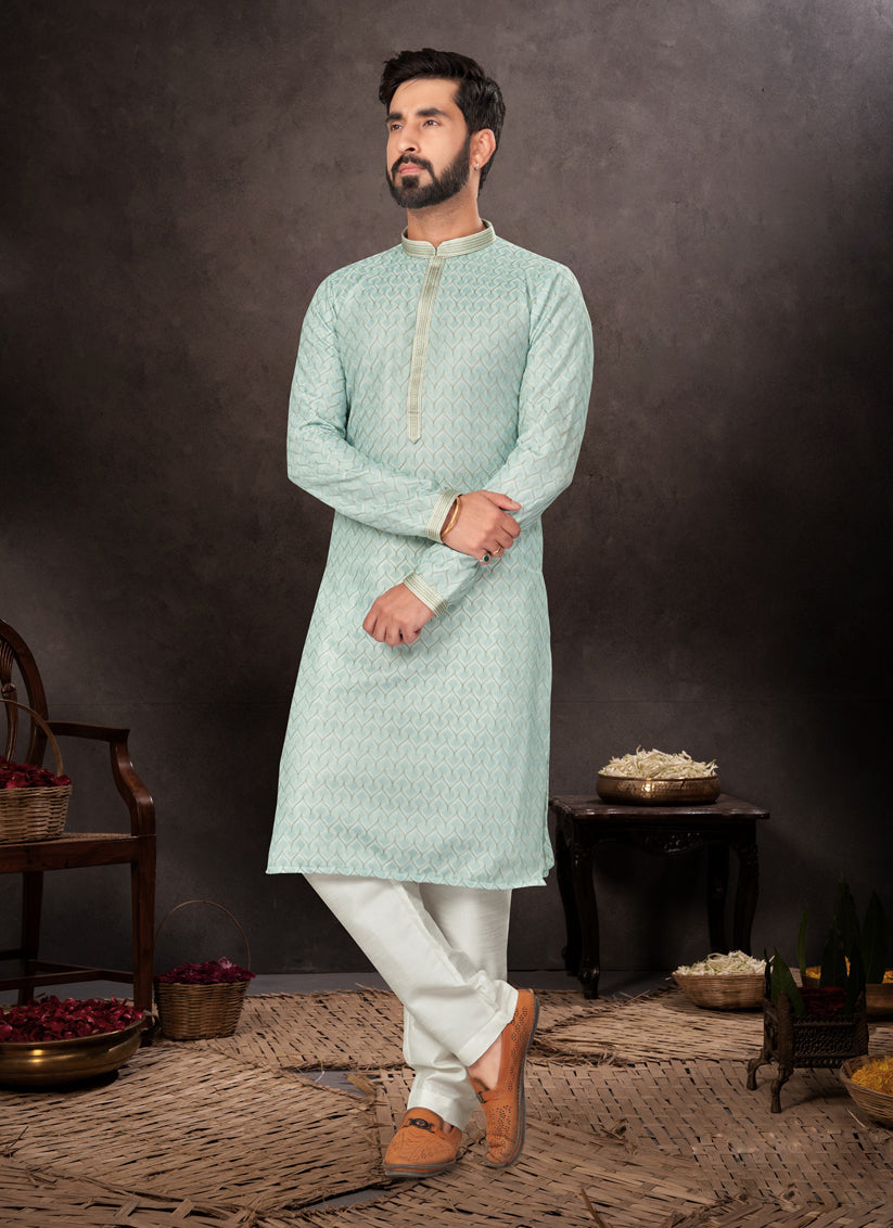 Sky Blue Mens Kurta Pajama Set