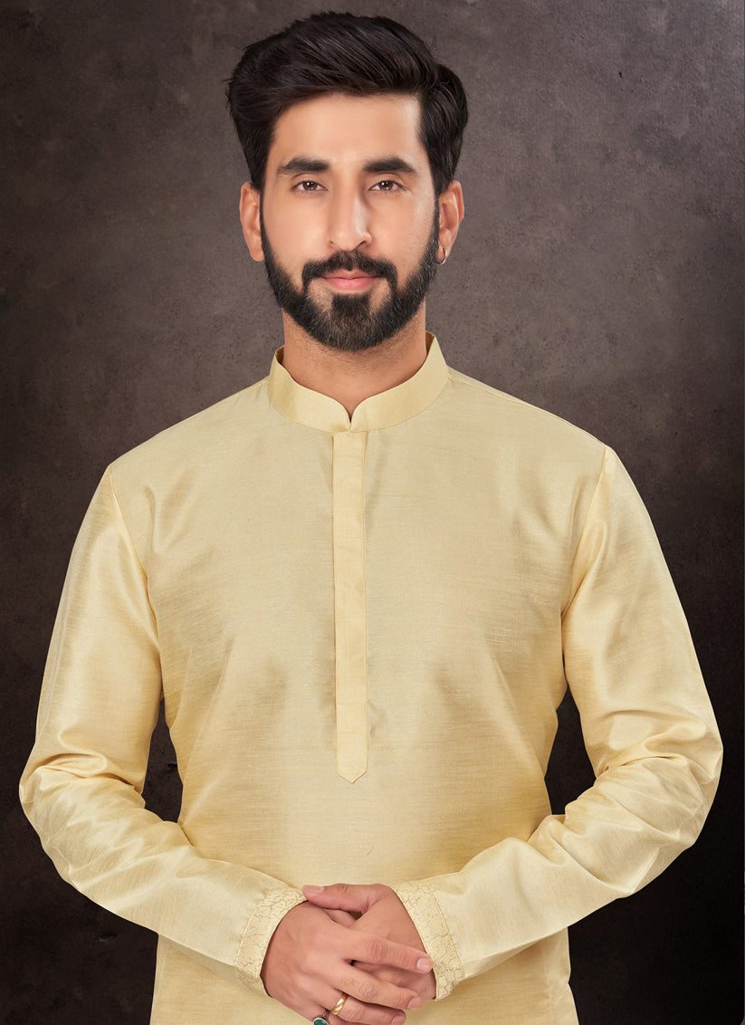 Cream Mens Kurta Pajama Set