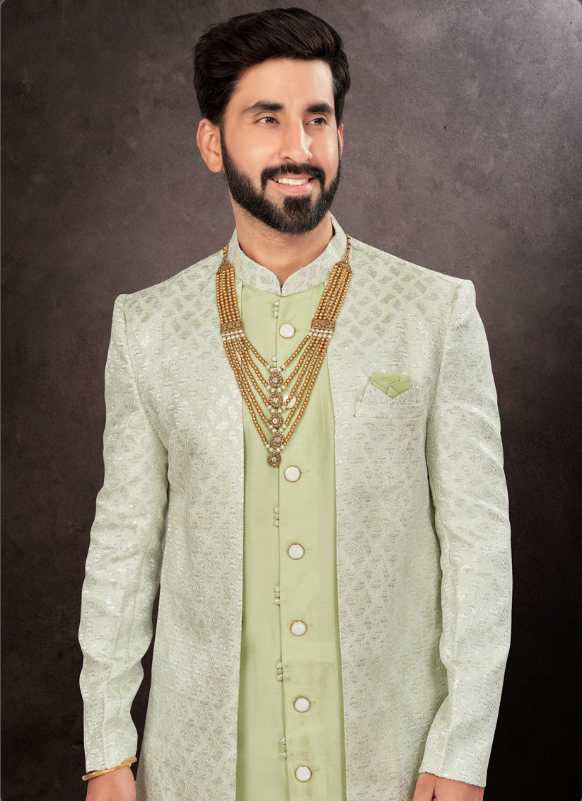 Pista Green Mens Designer Indo Western