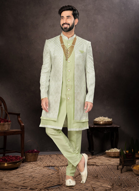 Pista Green Mens Designer Indo Western