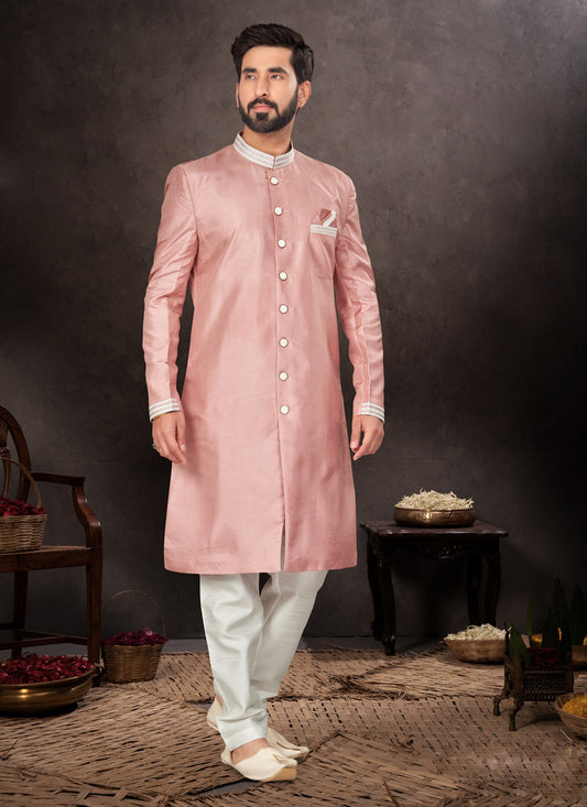 Peach Mens Designer Indo Western