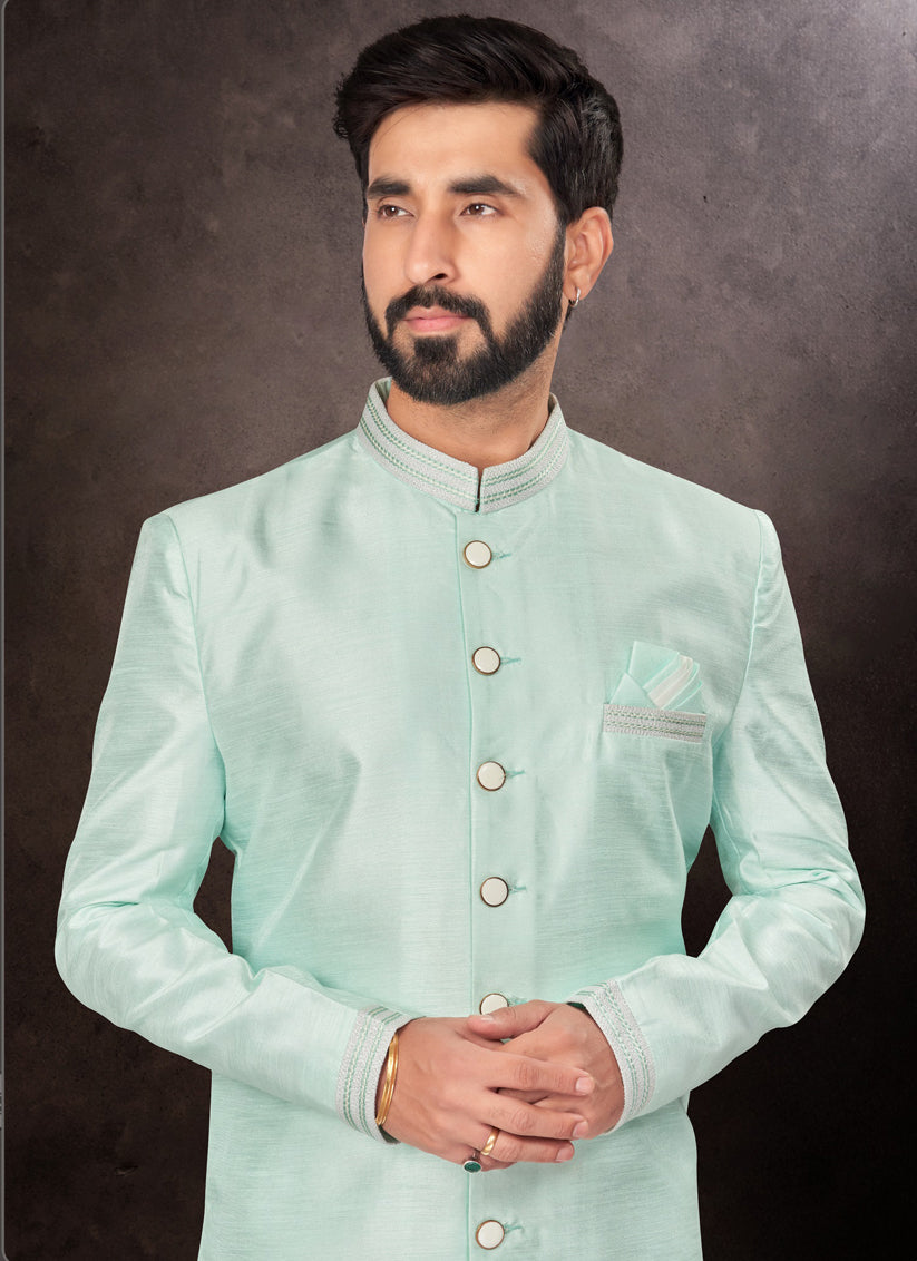 Mint Green Mens Designer Indo Western