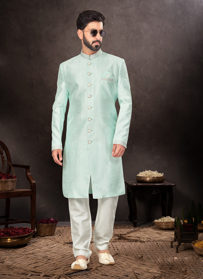 Mint Green Mens Designer Indo Western