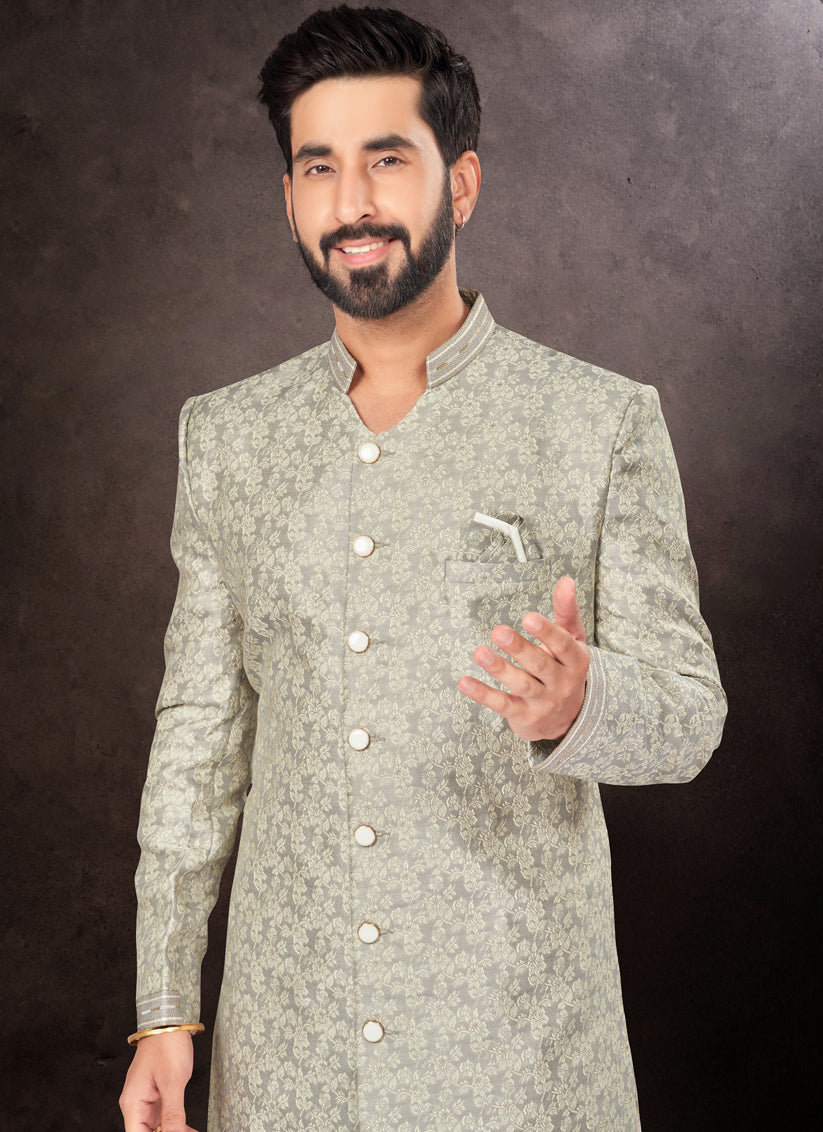 Grey Mens Designer Indo Western