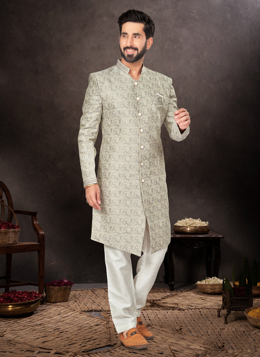 Grey Mens Designer Indo Western