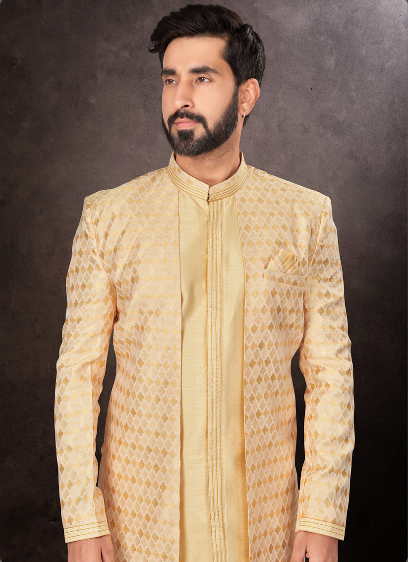 Yellow Mens Designer Indo Western