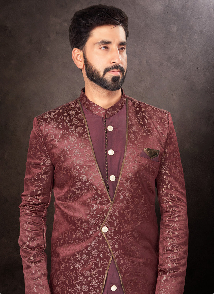 Maroon Mens Designer Indo Western