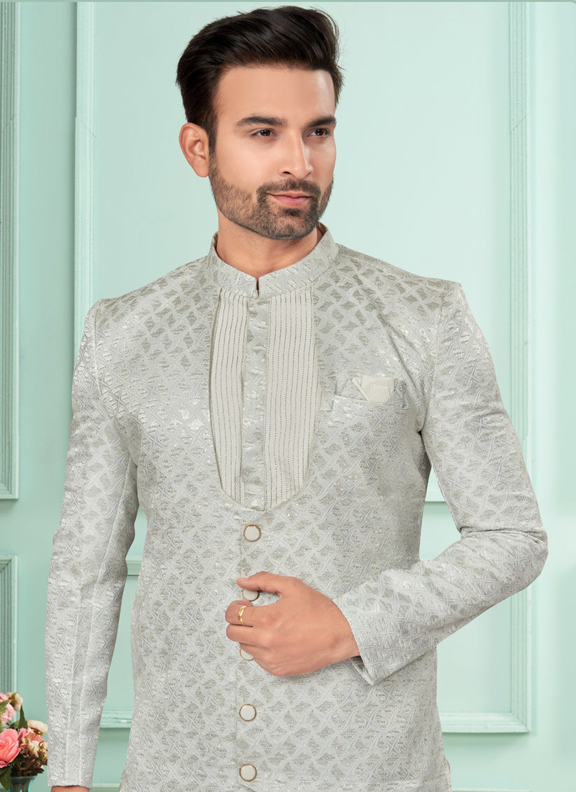 Off White Mens Indo Western Suit