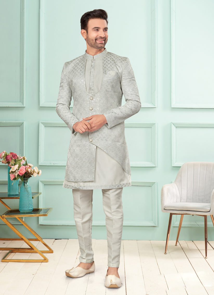 Off White Mens Indo Western Suit