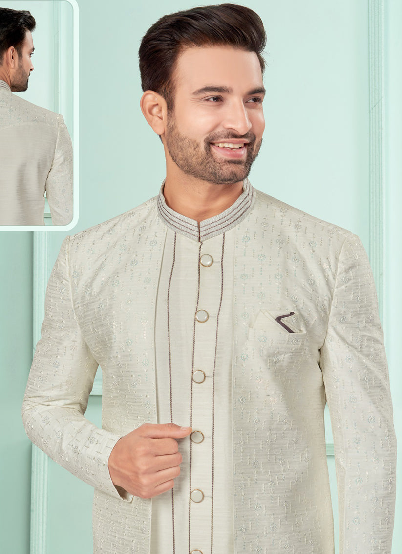 Cream Mens Indo Western Suit